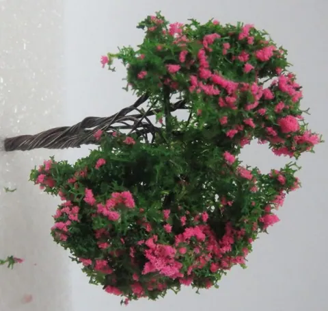 Artificial Tree w/Dark Pink Flowers, Approximately 70mm High (AT07)