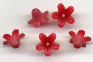 Beading Lucite Bell Flower Scarlet, 7mm x 12mm (LBF12243)