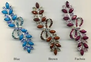 Brooch - Flower Spray Stone/Silver, 100mm Length (10.0cm Length) (JBR14)
