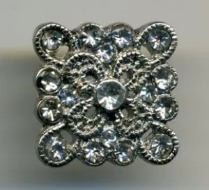 Buckle Square With Diamonte Stones, 17mm x 17mm (JBUC1)