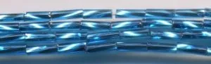 Bugle Bead Twisted Dk Aqua S/L 2 x 7mm, 2mm x 7mm Long (BBT3002)