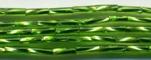 Bugle Bead Twisted LT Green S/L 2 x 7mm, 2mm x 7mm Long (BBT3004)