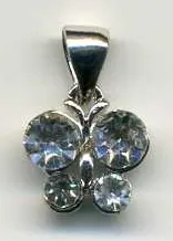 Charm Butterfly with Rhinestones, 10mm Wide (JCHA3)