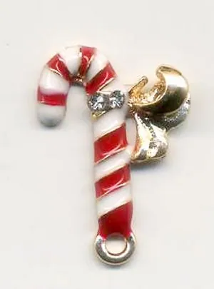 Charm Christmas Candy Cane, 15mm Wide x 20mm Height (1.5cm x 2cm) (JCHA17)