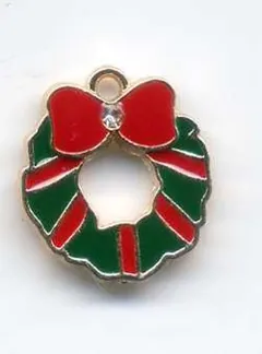 Charm Christmas Wreath, 15mm Diameter (1.5cm) (JCHA18)