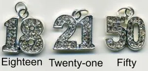 Charm Numbers W/Rhinestones, 20mm Wide (JCHA4)