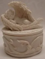 Cherub In Wings W/Pin Box, 100mm High x 90mm Wide (CHERPBA)