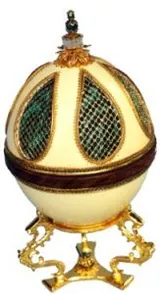 Chess Set: decorated ostrich egg design