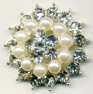 Cluster Rhinestone Pearl/Crystal 25mm, 25mm Diameter (ECLU03)