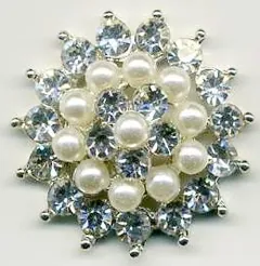 Cluster Round Pearl/Crystal 20mm, 20mm Diameter (ECLU10)