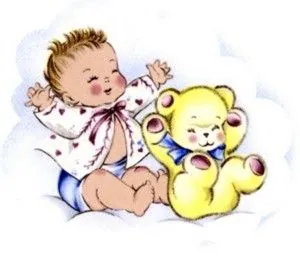 Decal - Baby Teddy Arms Up B, 75mm long x 60mm wide (DL133B)