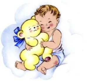 Decal - Baby/Teddy Sleeping D, 70mm long x 60mm wide (DL133D)