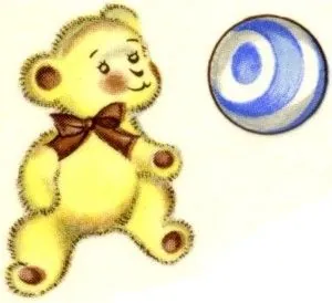 Decal - Baby Toy Bear/Ball B, 40mm long x 35mm wide (DL129B)