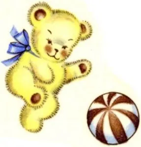 Decal - Baby Toy Bear Red Ball D, 30mm long x 40 wide (DL129D)
