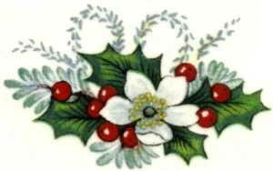 Decal - Christmas Holly, 45mm long x 30mm wide (DL136)