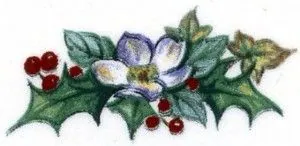 Decal - Christmas Holly, 30mm long x 15mm wide (DL53)