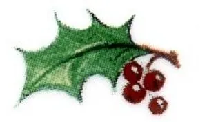 Decal - Christmas Holly Small, 20mm long x 10mm wide (DL59)