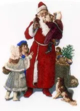 Decal - Christmas Santa & Kids, 50mm x 45mm (DL159)