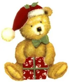 Decal - Christmas Teddy & Present A, 40mm long x 35mm wide (DL113A)
