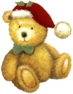 Decal - Christmas Teddy Bear B, 40mm long x 35mm wide (DL113B)