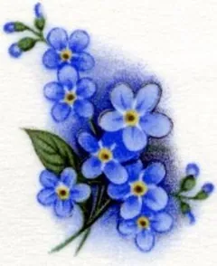 Decal - Flower Blue A, 35mm long x 25mm wide (DL116A)