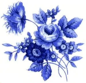Decal - Flower Blue & White, 50mm long x 45mm wide (DL65)