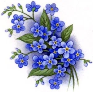 Decal - Flower Blue B, 60mm long x 40mm wide (DL116B)