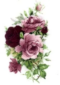 Decal - Flower Maroon/Pink A, 45mm long x 30mm wide (DL9A)