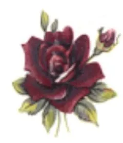 Decal - Flower Maroon Rose, 30mm long x 25mm wide (DL7)