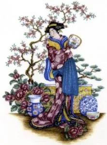 Decal - Flower Oriental Lady, 73mm long x 53mm wide (DL39)