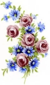 Decal - Flower Pink/Blue, 50mm long x 30mm wide (DL127)