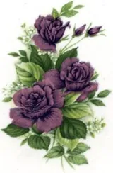 Decal - Flower Purple Roses E, 60mm long x 40mm wide (DL11E)