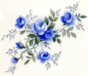 Decal - Flower Rose Blue, 70mm long x 45mm wide (DL67)