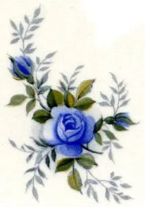 Decal - Flower Rose Blue, 40mm long x 30mm wide (DL69)