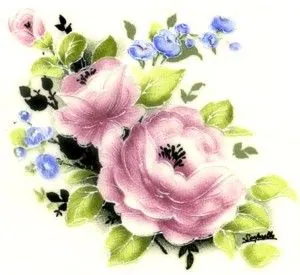 Decal - Flower Rose Pink A, 40mm long x 35mm wide (DL84A)