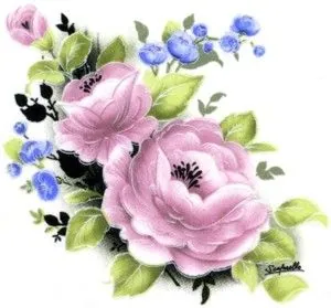 Decal - Flower Rose Pink B, 75mm long x 55mm wide (DL84B)