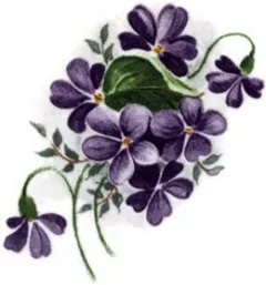 Decal - Flower Violets A, 55mm long x 40mm wide (DL77A)