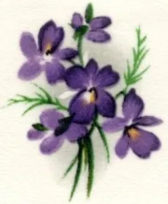 Decal - Flower Violets B, 35mm long x 30mm wide (DL108B)
