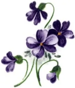 Decal - Flower Violets B, 45mm long x 35mm wide (DL77B)