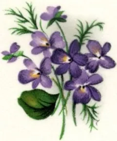 Decal - Flower Violets C, 40mm long x 35mm wide (DL108C)