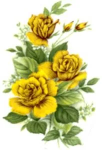 Decal - Flower Yellow Roses B, 60mm long x 40mm wide (DL11B)