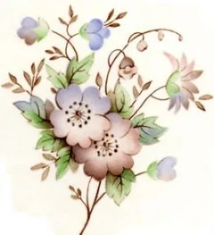 Decal - Flowers Pink/Blue A, 70mm long x 65mm wide (DL19A)