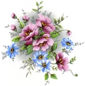 Decal - Flowers Pink/Blue (DL16C)