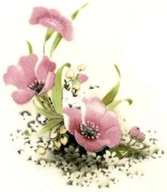 Decal - Flowers Pink Large B, 65mm long x 60mm wide (DL17B)