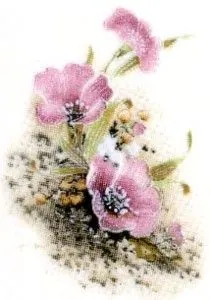 Decal - Flowers Pink Small, 25mm long x 20mm wide (DL17)
