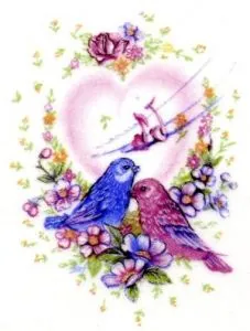 Decal - Wedding Birds, 50mm long x 40mm wide (DL49)