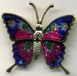 Epoxy Butterfly Brooch A, 40mm High x 45mm Wide (BUTBROA)
