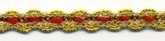 Fancy Braid - Flat Yellow With Red Weave, 5mm Wide (C151)