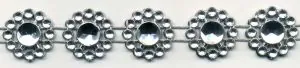 Fancy Braid Silver Daisy, 15mm Wide (C191)