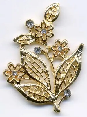 Finding Flower Branch W/Crystals, 40mm Height x 30mm Wide (4cm x 3cm) (F371)